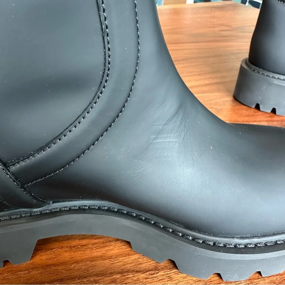 Louis Vuitton Black Matte Leather Winter Rain Boots
